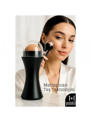 ® Volkanik Taşlı Yağ Emici Yüz Roller - + Yedek Taşlı Set – Ciltteki Yağı Anında Al, Mat Görünüm Kazan!