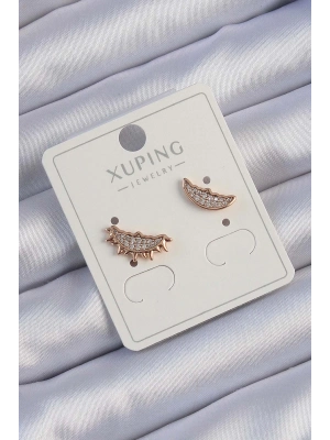 ® Xuping Rose Renk Zirkon Taşlı Ay ve Güneş Tasarımlı Küpe