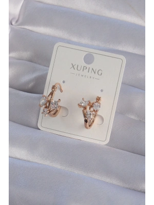 ® XUPİNG Rose Renk Zirkon Taşlı Halka Küpe