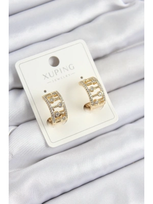 ® Xuping Zirkon Taşlı Çit Halka Model Gold Renk Kadın Küpe