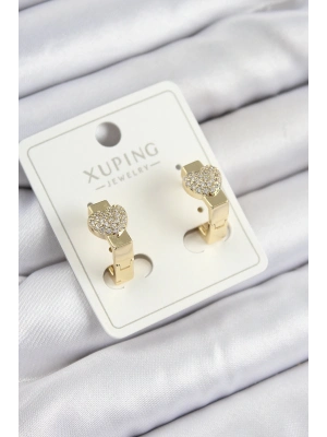 ® Xuping Zirkon Taşlı Kalp Model Gold Renk Kadın Küpe