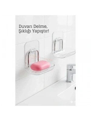 ® Yapışkanlı Sabunluk – Su Giderli, Katı Sabun Kutusu, 13 x 9 cm