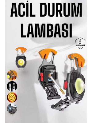 ® yeni nesil Kamp Feneri Çok Fonksiyonlu Fener Anahtarlık Usb Çakmaklı Cam Kırıcı Kemer Kesici Açacak