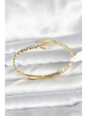 ® Yılan Model Pirinç Gold Renk Kadın Kelepçe Bileklik