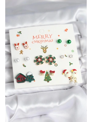 ® Yılbaşı Temalı 8 Çift Küpe Seti