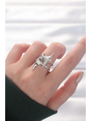 ® Yıldız Model Silver Renk Ayarlanabilir Yüzük