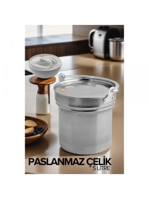 Yoğurt Bakracı – Paslanmaz Çelik 5 Litre |  Kapaklı, Hijyenik ve Dayanıklı 719597