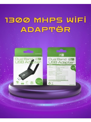® Yüksek Hızlı 1200 Mbps Çift Bant USB WiFi Adaptör – Güçlü Sinyal, Geniş Uyumluluk