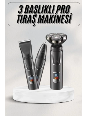® Yüksek Performanslı 3 Başlıklı Profesyonel Şarjlı Islak ve Kuru Kullanıma Uygun