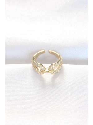 ® Zirkon Taşlı Gold Renk Ayarlanabilir Yüzük
