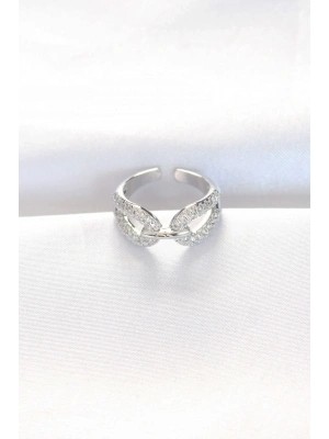 ® Zirkon Taşlı Silver Renk Ayarlanabilir Yüzük