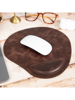 ÇOK SATAN Bileklikli Deri Mouse Pad Antik Koyu Kahve
