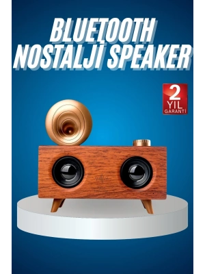 ÇOK SATAN Bluetooth Nostalji Speaker Radyo Gramofon Ahşap Renk Vintage