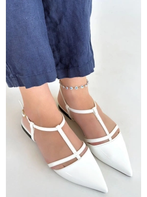 Canca Beyaz Rugan Babet Ayakkabı