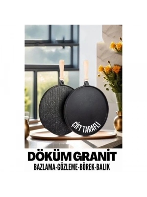 ÇOK SATAN Çift Taraflı Döküm Granit Gözleme Bazlama Tavası