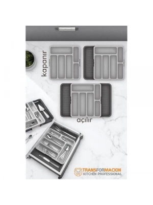 ® Çift Taraflı Uzayabilen Ayarlı Çekmece Içi Kaşıklık