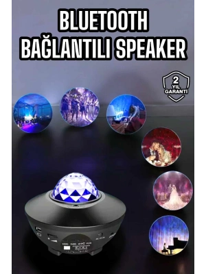 ÇOK SATAN Çocuklara Özel Şarjlı Bluetooth Hoparlör Parti Led Lambası Yıldızlı Projeksiyon