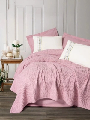 ÇOK SATAN Cotton Box Aura Çift Kişilik Pike Takımı Pebble Pembe