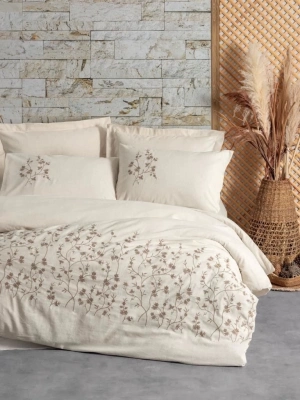 ÇOK SATAN Cotton Box Cotton Keten Çift Kişilik Nevresim Takımı Hemera