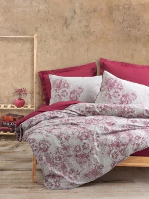 ÇOK SATAN Cotton Box Dual Çift Kişilik Nevresim Takımı Vilda Bordo