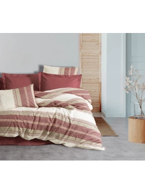 ÇOK SATAN Cotton Box Line Nevresim Takımı Çift Kişilik Kenway Bordo
