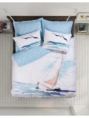 ÇOK SATAN Cotton Box Maritime Nevresim Takımı Çift Kişilik Sail Mavi