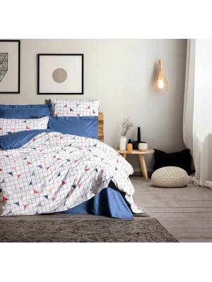 ÇOK SATAN Cotton Box Minimal Çift Kişilik Nevresim Takımı Stew Mavi