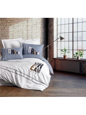 ÇOK SATAN Cotton Box Mood Nakışlı Ranforce Çift Kişilik Nevresim Takımı Forever Gri