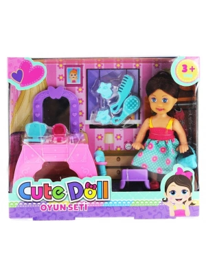 ÇOK SATAN Cute Doll Mini Bebek Aksesuarlı ve Makyaj Masalı Oyun Seti