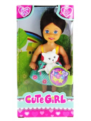 ÇOK SATAN Cute Girl Kedi Figürlü Kumral Mini Bebek