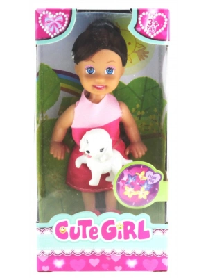 ÇOK SATAN Cute Girl Köpek Figürlü Kumral Mini Bebek