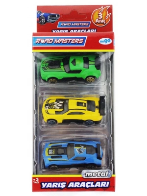 ÇOK SATAN Die Cast Metal 3lü Yarış Arabaları Yeşil Araçlı