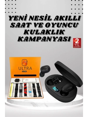 ÇOK SATAN Dijital Göstergeli Kulaklık ve 7 Kordonlu Akıllı Saat Android ve İOS Uyumlu Uyku Takibi Sesli Görüşme