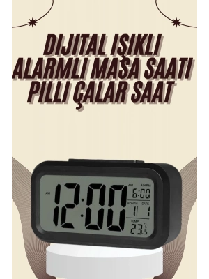 ÇOK SATAN Dijital Masa Saati Termometreli Takvim Çalar Saat Led Ekran Pilli