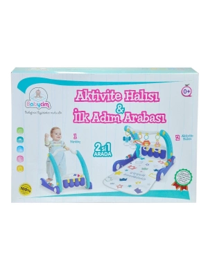 ÇOK SATAN E0633 Aktivite Halısı&İlk Adım Arabası 2IN1 -Mavi ,Birlik
