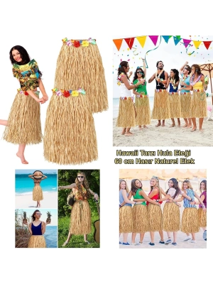 ÇOK SATAN Hawaii Tarzı Hula Eteği – 60 Cm Hasır Naturel Etek