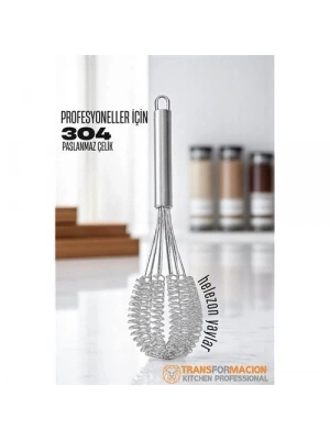 ® Helezon Yaylı Çırpıcı 304 Paslanmaz Çelik Makarna Çırpıcı Çırpma Teli