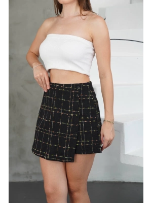 İki düğmeli şort etek siyah h26414