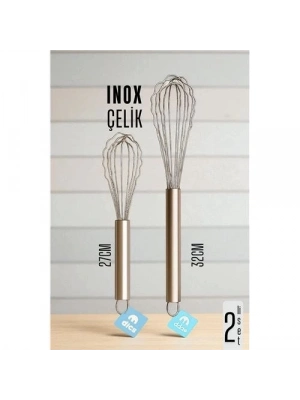 ÇOK SATAN Inox Çelik Çırpıcı + Uzun Kısa 2 li Çırpıcı Seti