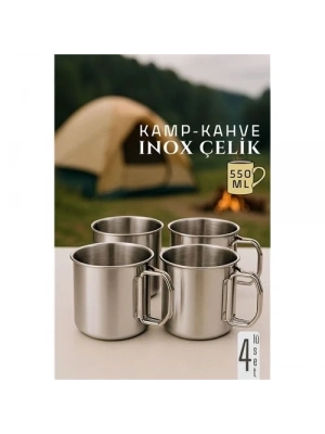 ÇOK SATAN Inox Çelik Kamp Kupası - Kamp Bardağı 550 ml 4 LÜ SET