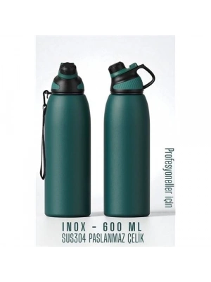 ÇOK SATAN Inox Çelik Termos - 600 ml  SUS304 Çelik Termos Profesyonel YEŞİL