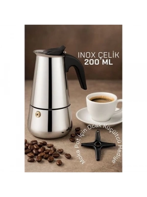 ÇOK SATAN Inox Moka Pot - Paslanmaz Çelik Profesyonel Moka Pot - 200 ml
