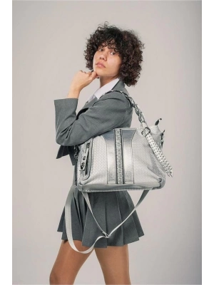 Jaxe Gri Cilt Omuz Çantası