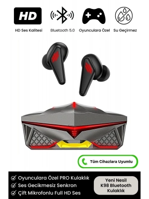 ÇOK SATAN K98 Pro Oyuncu HD Ses Mikrofonlu Işıklı Metal Kasa iOS Android Uyumlu Bluetooth Kablosuz Kulaklık