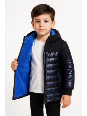 Kamuflaj Desenli Mont İçi Sıcak Tutan Pelüş Astarlı, Kapüşonlu, Fnt - Lacivert