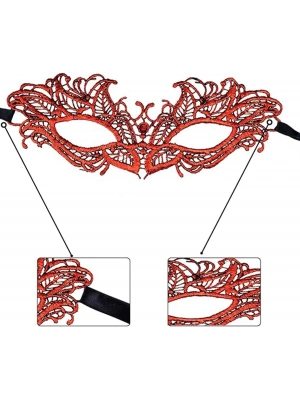 ÇOK SATAN Kırmızı Dantel Masquerade Maskesi 5 No