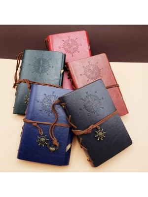 ÇOK SATAN Küçük Boy Pusula Baskılı Deri Defter