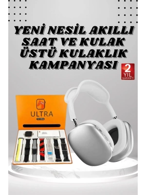 ÇOK SATAN Kulak Üstü P9 Kablosuz Bluetooth Kulaklık ve 7 Kordonlu Akıllı Saat