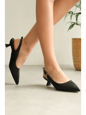 ÇOK SATAN LC111 Rugan Siyah 4 Cm Fındık Topuklu Ayakkabı