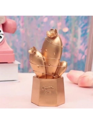 ÇOK SATAN Led Işıklı Sevimli Kaktüs Dekoratif Masa Lambası Mini Biblo Gece Lambası Gold